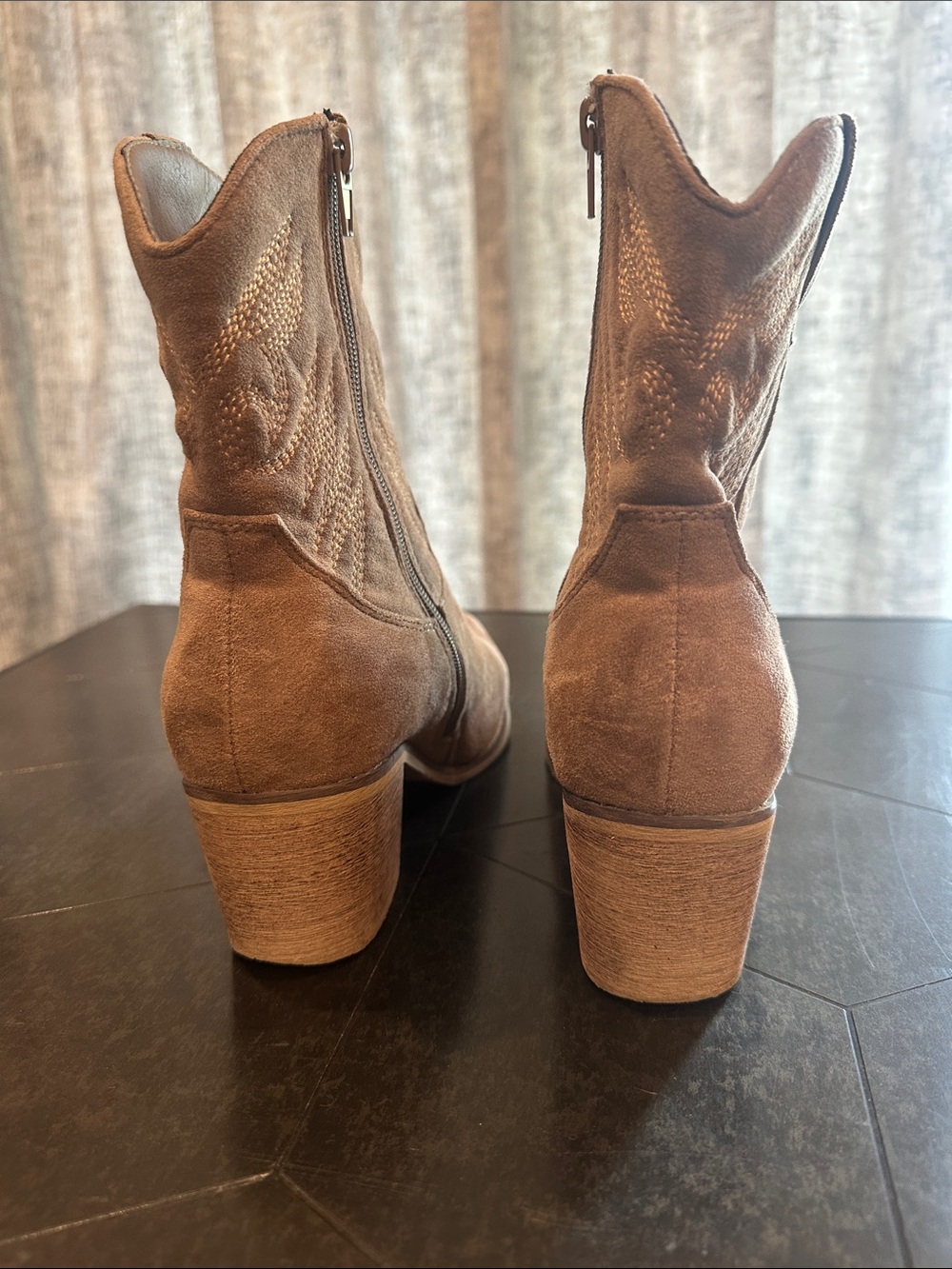 Altar'd State Tan Suede Western Zip Ankle Boots - Picture 3 of 3
